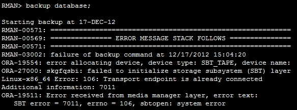 Oracle TDP error