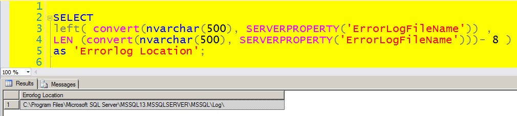Directory of SQL Server's Errorlog