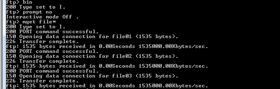 command line ftp put multiple files